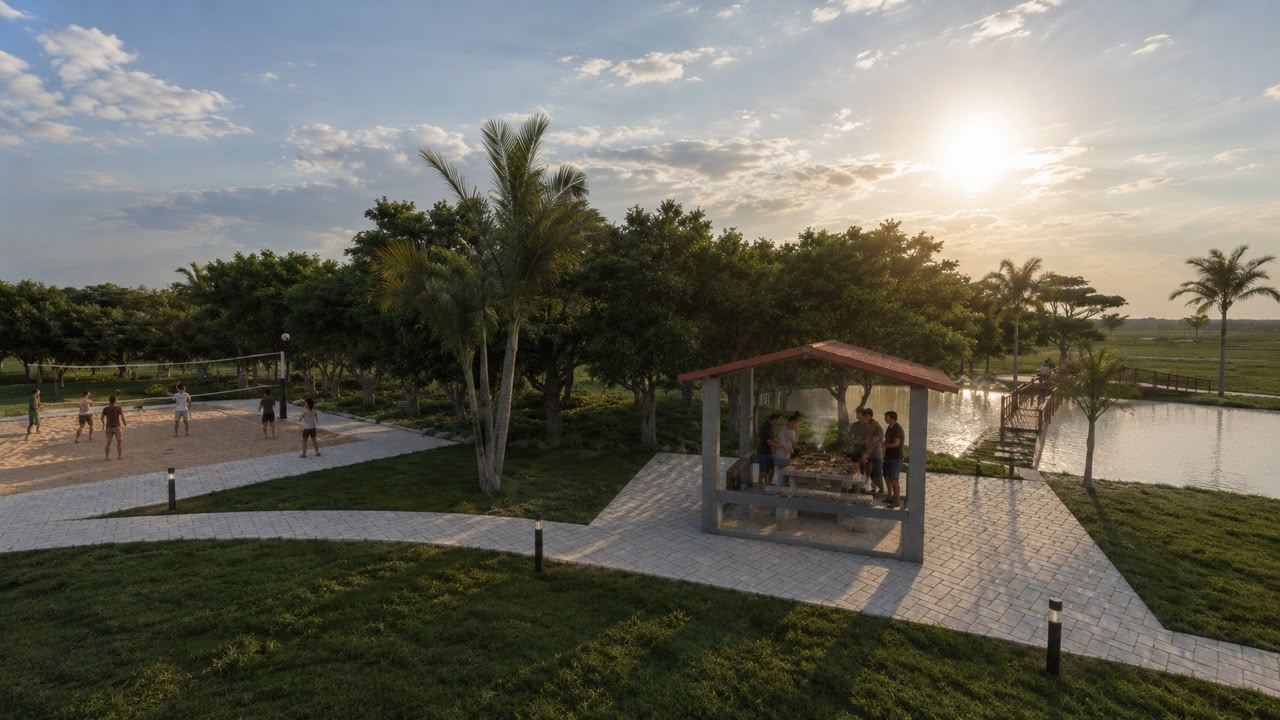 Cancha múltiple y zona BBQ